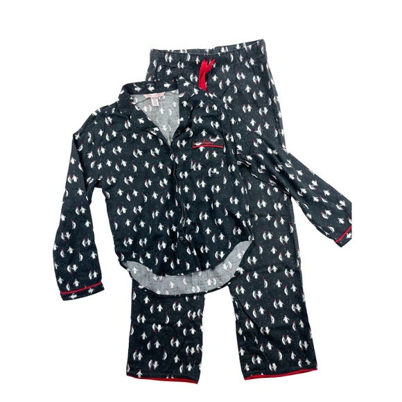 Victoria's Secret Women's XS Penguin Print Pajama Set Long Sleeve Sleepwear - Picture 1 of 13